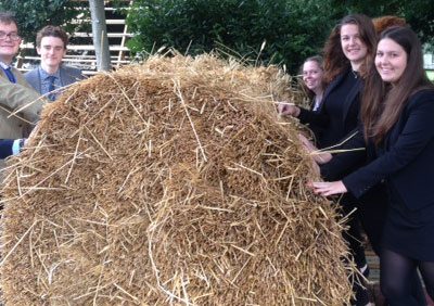 Group with the straw for the mediaeval hut
