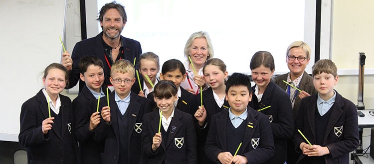 Share-a-Pencil launch at Wells Cathedral School with Tessa Munt