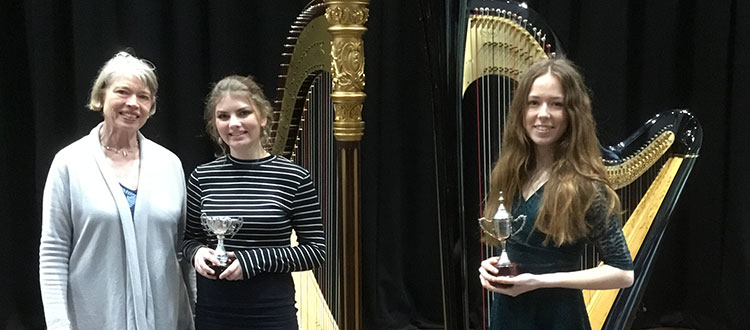 Harpists at Bristol Festival of Music, Speech and Drama.