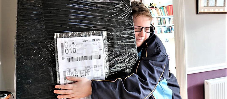 Boy with his new double bass