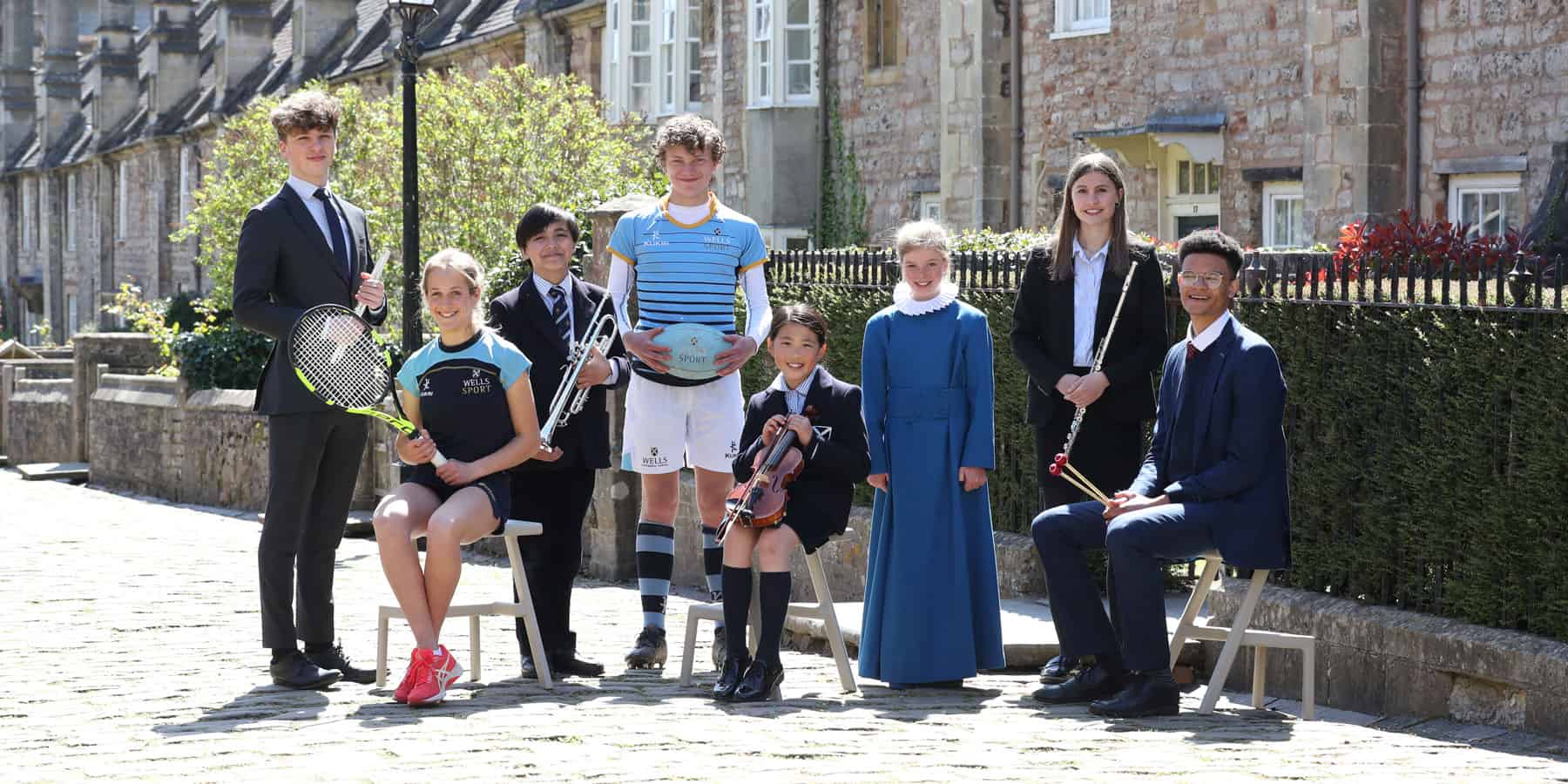 Independent School Musicians and athletes on Vicars' Close in Wells