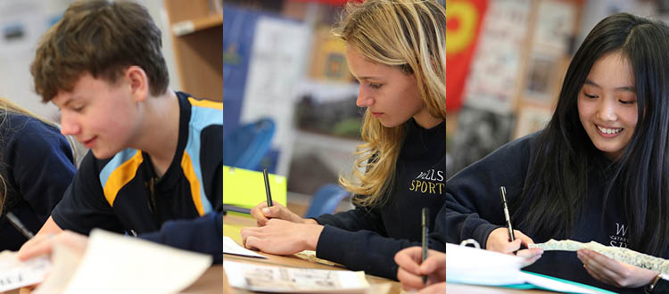 Pupils doing Calligraphy on Vellum