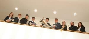 Brass Players in Cedars Hall, Wells, Somerset, a performing arts venue