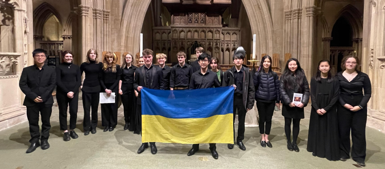 Ukraine Humanitarian Aid Fundraising Concert Flag WCS Independent School Somerset