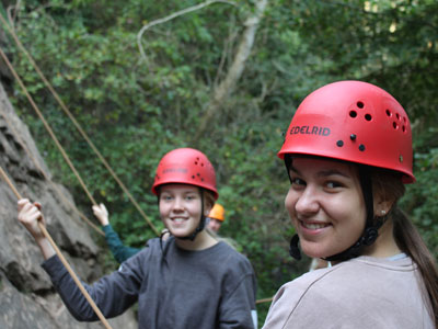 Two children abseiling at an Exeat Activity Weekend