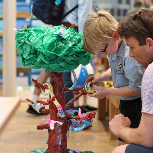 Father and son at our Independent Prep School Family Exhibition Morning