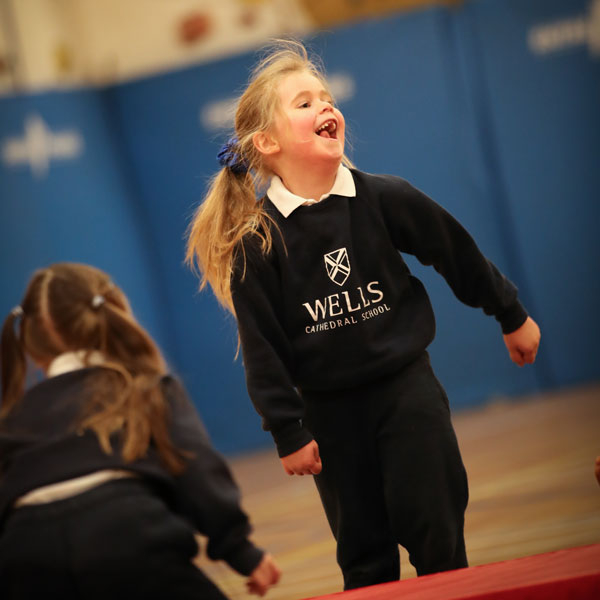 Child during PE lesson at our Independent Pre-Prep in Wells, Somerset