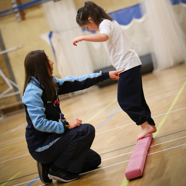 Child during PE lesson at our Independent Pre-Prep in Wells, Somerset