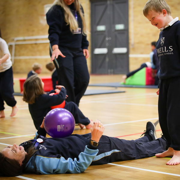 Child during PE lesson at our Independent Pre-Prep in Wells, Somerset