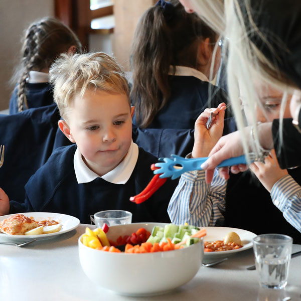 boy in the dining hall at our Independent Pre-Prep in Wells Somerset