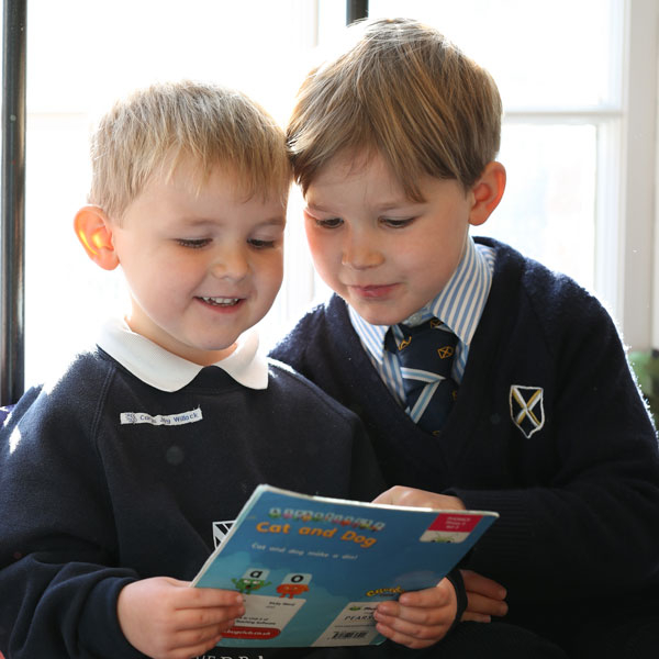 boys reading at our Independent Pre-Prep in Wells Somerset