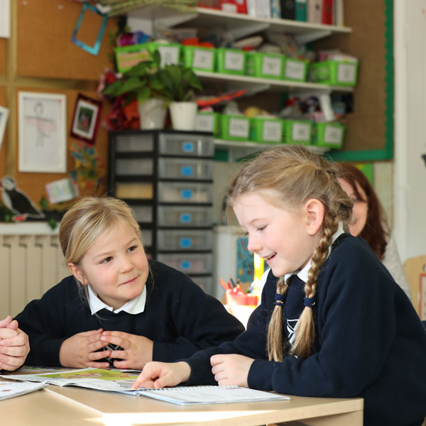 girls in a classroom at our Independent Pre-Prep in Wells Somerset