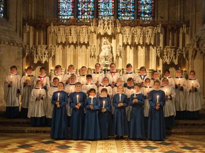 Choristers from Wells Cathedral at a Christmas service
