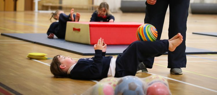 Child during PE lesson at our Independent Pre-Prep in Wells, Somerset