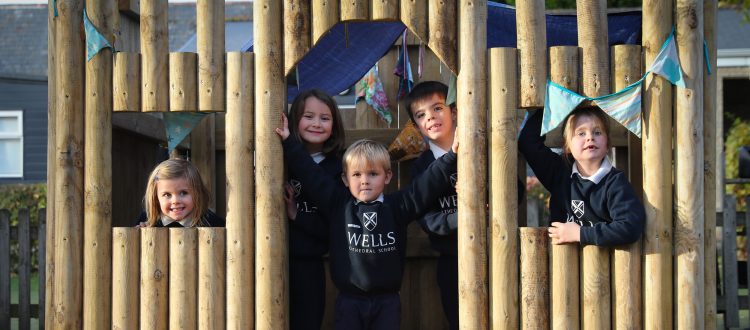 Pupils playing outdoors at our Independent Pre-Prep in Wells Somerset