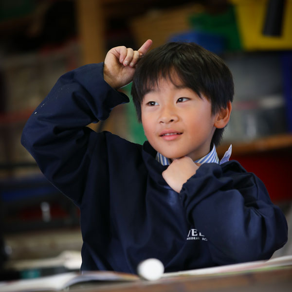 Boy in class at our Independent Prep School in Wells Somerset