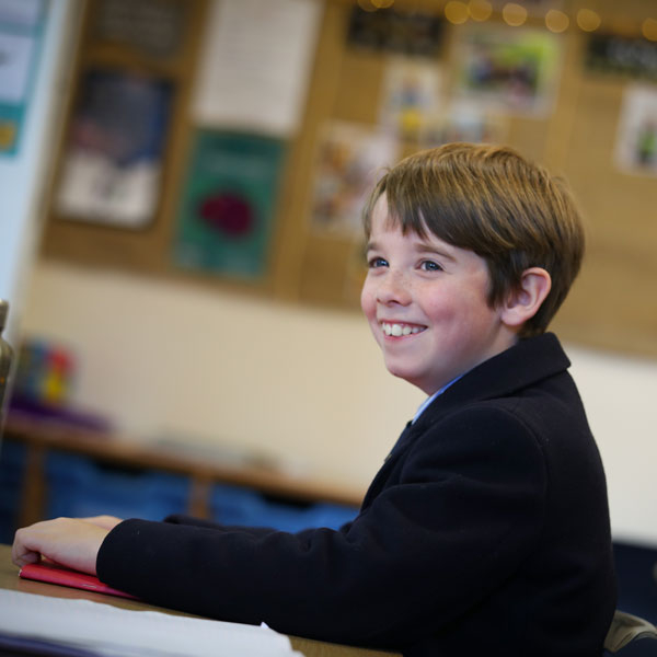 Boy in class at our Independent Prep School in Wells Somerset