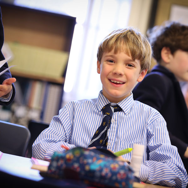 Boy in class at our Independent Prep School in Wells Somerset