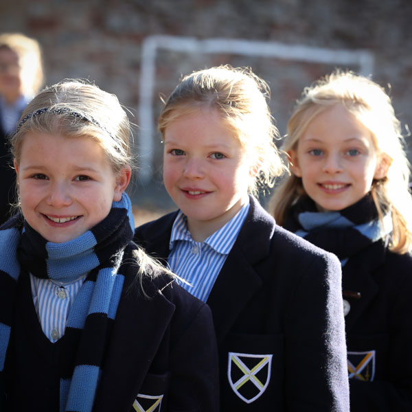 Girls queueing up at our Independent Prep School in Wells, Somerset