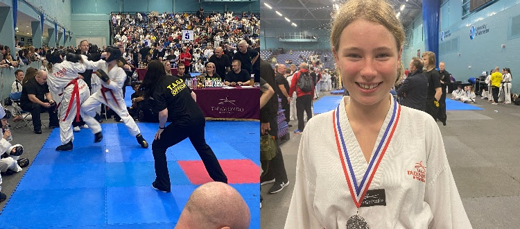 Ariane’s Silver Medal at U16 British Taekwondo Championships WCS Wells Cathedral School Somerset England