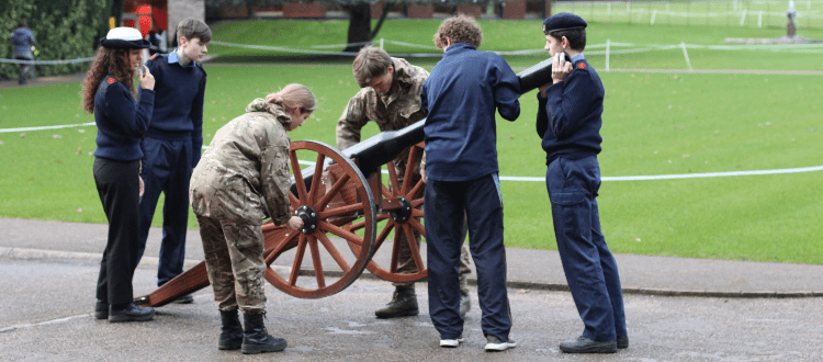 CCF field gun Wells Cathedral Independent School Somerset England WCS