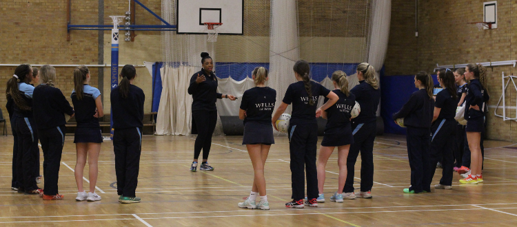 Netball with Eboni Usoro-Brown WCS Wells Cathedral Independent School Somerset England WCS