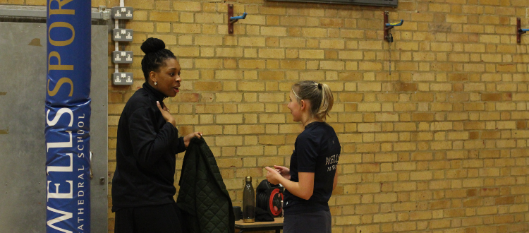 Netball with Eboni Usoro-Brown WCS Wells Cathedral Independent School Somerset England WCS