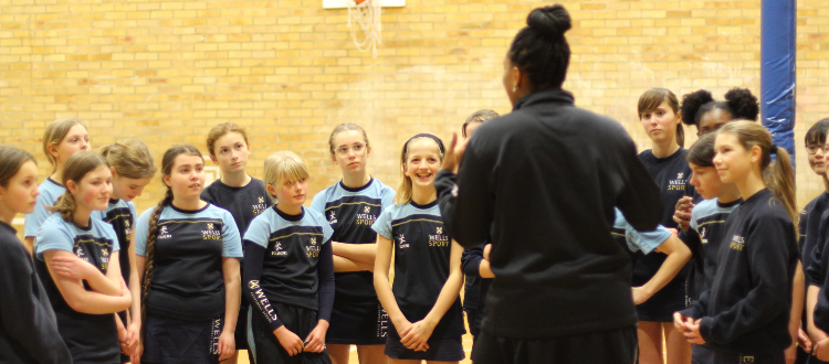 Netball with Eboni Usoro-Brown WCS Wells Cathedral Independent School Somerset England WCS
