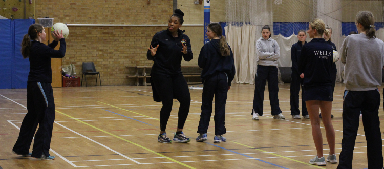 Netball with Eboni Usoro-Brown WCS Wells Cathedral Independent School Somerset England WCS