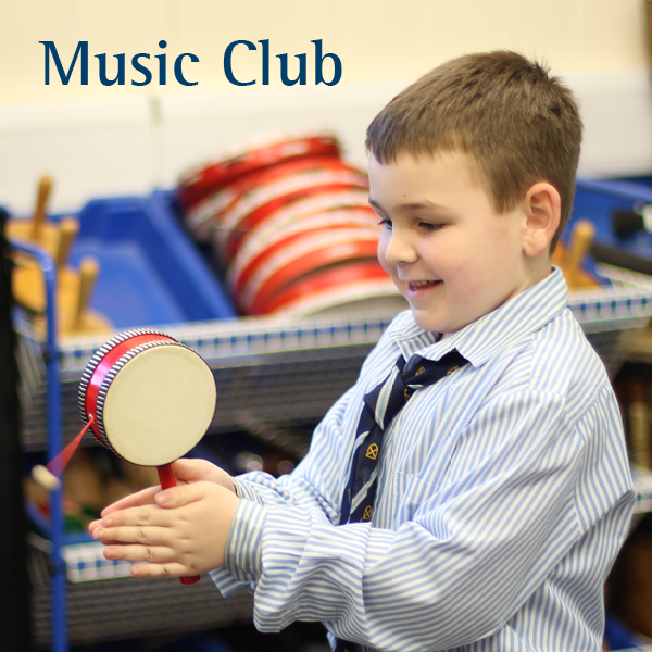 Boy playing percussion at our Independent Pre-Prep after-school music club