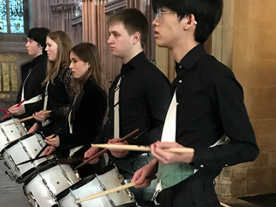 Percussionist performances WCS Wells Cathedral School Independent Prep Somerset England