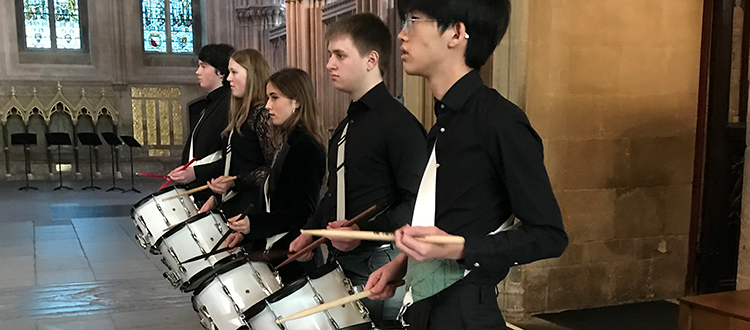 Percussionist performances WCS Wells Cathedral School Independent Prep Somerset England