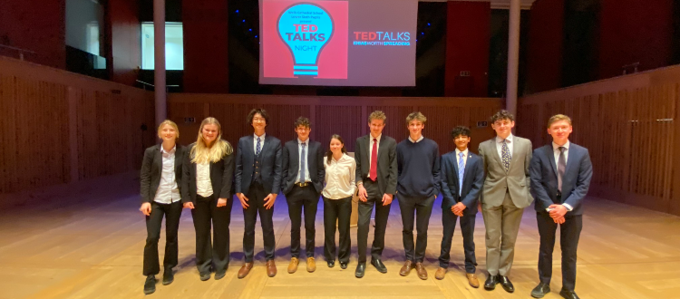 TED talks in Cedars Hall at Wells Cathedral School WCS an Independent Prep in Somerset England