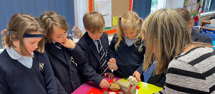 Year 3 Rocks and Fossils workshop at Wells Cathedral School an Independent Prep in Somerset England