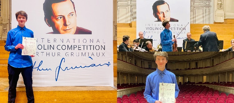 Dawid’s performance at Arthur Grumiaux international violin competition WCS Wells Cathedral School Independent Prep Somerset England