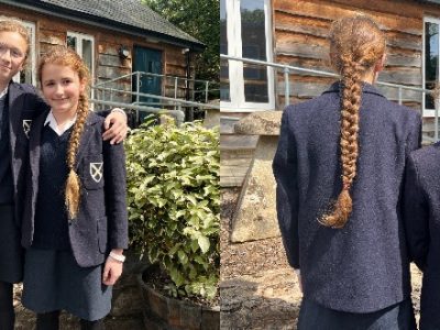 Jasmine and Isabella donate hair to charity WCS Wells Cathedral School Independent Prep Somerset England