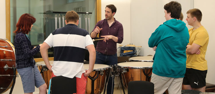 Group playing Percussion at our Music Summer School in Wells, England