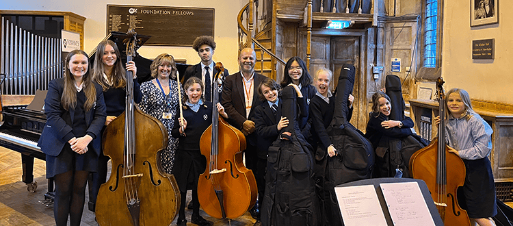 Double bass masterclass with Leon Bosch at Wells Cathedral School WCS Independent Prep Somerset England