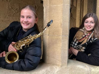 Girls with sax and clarinet at our Specialist Music School in England