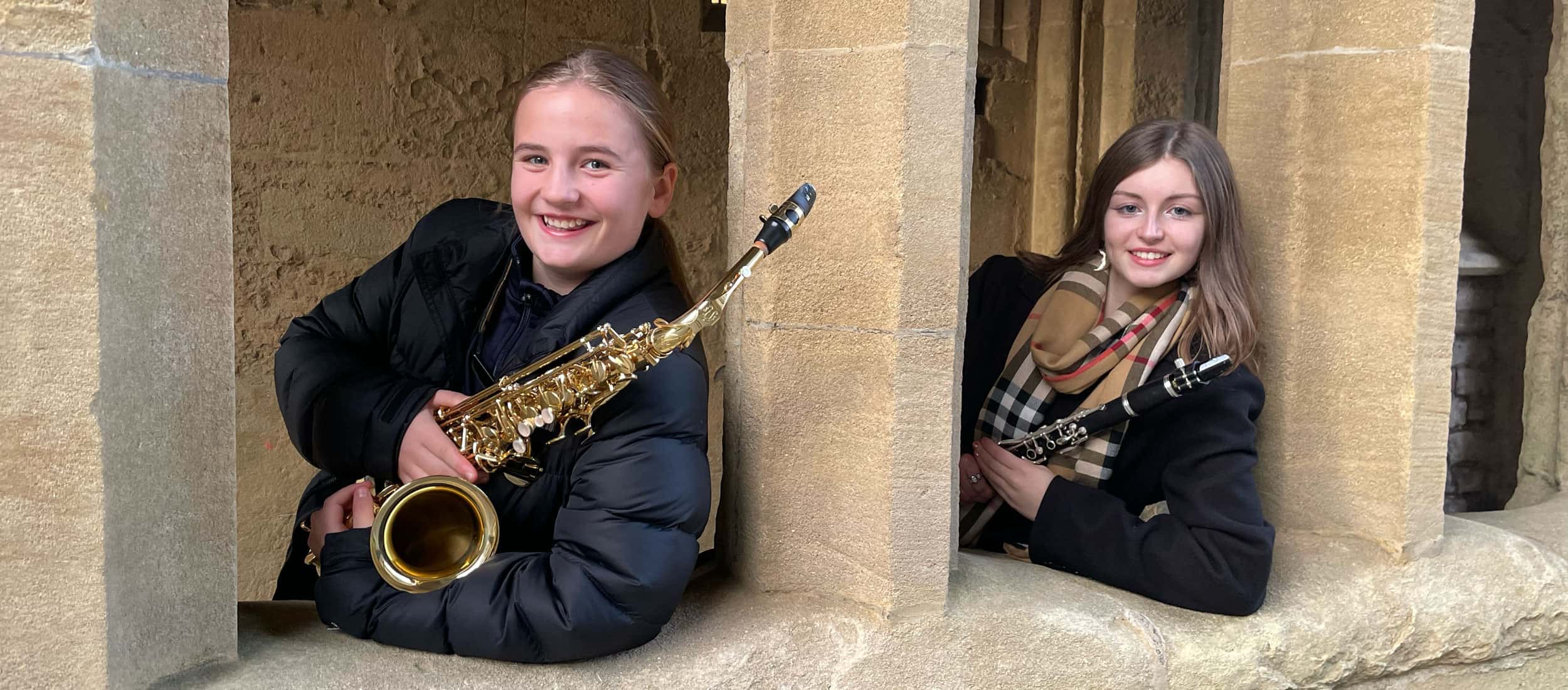 Girls with sax and clarinet at our Specialist Music School in England