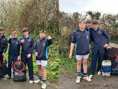 Year 10 litter picking WCS Wells Cathedral School Independent Prep Somerset England
