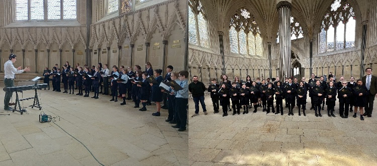 Choristers work with OW Hollywood composer WCS Wells Cathedral School Independent Prep Somerset England