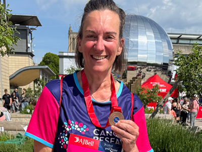 Mrs Connock runs Bristol 10k for Cancer Research WCS Wells Cathedral School Independent Prep Somerset England