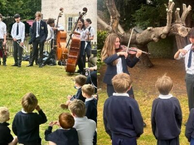 Year 10 musicians visit Pre-Prep WCS Wells Cathedral School Independent Prep Somerset England