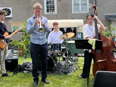 Senior Jazz Combo’s sizzling tunes at summer barbecue WCS Wells Cathedral School Independent Prep Somerset England