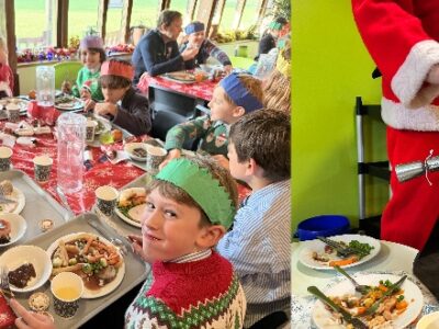 Christmas lunch in Christmas jumpers! WCS Wells Cathedral School Independent Prep Somerset England